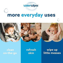 WaterWipes Plastic-Free Original Baby Wipes, 99.9% Water Based Wipes, Unscented & Hypoallergenic for Sensitive Skin, 720 Count (12 packs), Packaging May Vary