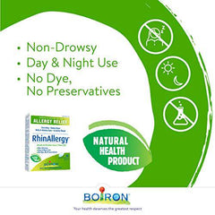 Boiron RhinAllergy for Relief from Allergy Symptoms of Sneezing, Runny Nose, and Itchy Eyes or Throat- 60 Tablets