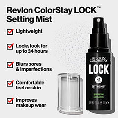 Revlon Colorstay 24 Hr Lock Setting Mist, Keeps Face Makeup from Melting & Fading, Mattifying, Blurring & Oil Absorbing Face Spray, Transfer-proof & Mask Friendly, 1.9 fl oz/ 56ml