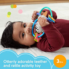 Fisher-Price Baby Rattle and BPA-Free Teething Toy with Flexible Rings for Newborns, Twist & Teethe Otter