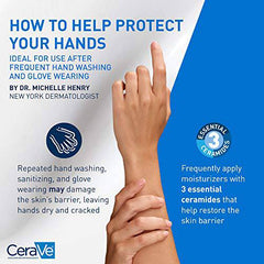 CeraVe Therapeutic Hand Cream for Dry Cracked Hands With Hyaluronic Acid and Niacinamide | Fragrance Free 3 Ounce