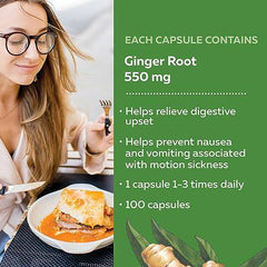 Nature's Way Ginger Root, Relieves Gastrointestinal Discomfort, 100 Vegetarian Capsules