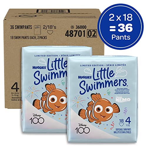 HUGGIES Disposable Swim Diapers - Size 4 Medium, Huggies Little Swimmers, 36 ct