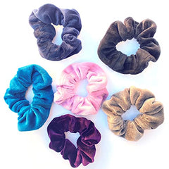 Scunci 6pc Velour hair scrunchies, assorted Rich Dark Colours