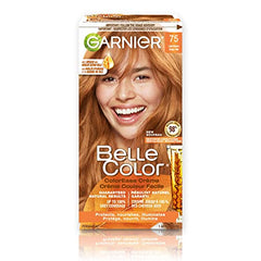 Garnier Belle Color Permanent Hair Dye, 75 Light Auburn, 100% Grey Coverage, Enriched with Argan Oil and Wheat Germ Oils - 1 Application, Packaging may vary