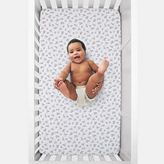 Carter's Sleepy Sheep Gray and White Lamb, Star, and Cloud 3 Piece Nursery Crib Bedding Set - Comforter, Fitted Crib Sheet, and Crib Skirt