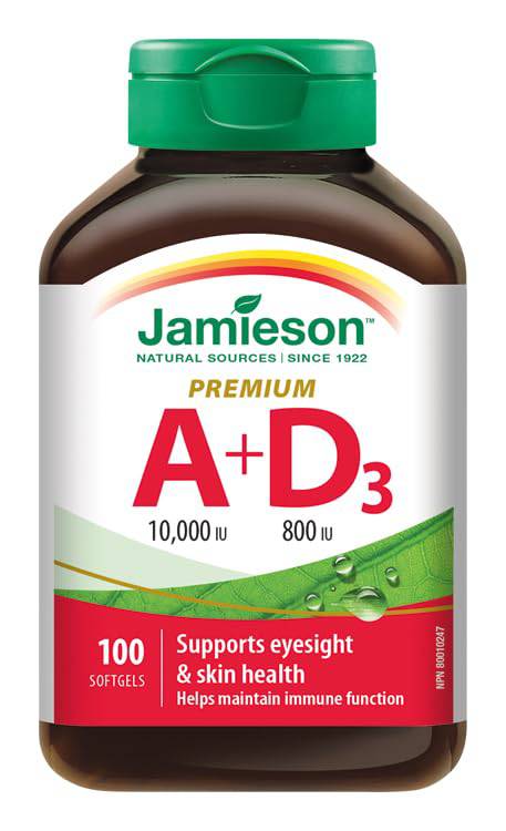 Jamieson Vitamin A 10,000 IU plus Vitamin D 800 IU - Premium Softgels