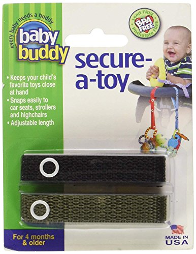 Baby Buddy 2-Count Secure-A-Toy, Black/Olive, 2-Pack