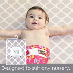 Ben & Noa Flannel Fitted Change Pad Sheet with Slits for Safety Straps, Grey Lattice