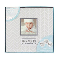 Pearhead Herringbone Baby Memory Book with Included Baby Belly Stickers