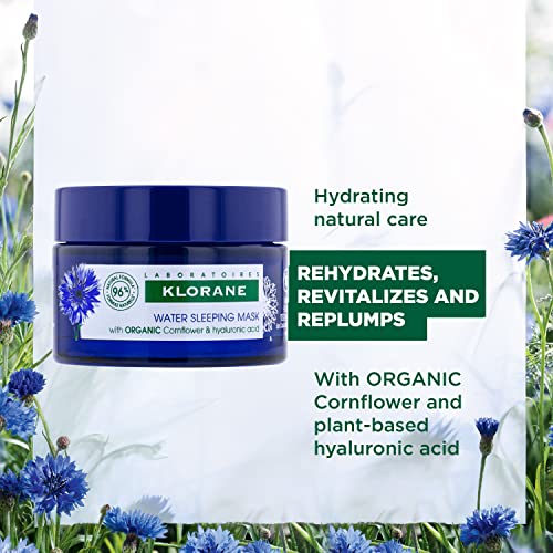 Klorane- Hydrating Night Mask With Organic Cornflower & 100% Plant-Based Hyaluronic Acid - All Skin Types, Face And Eyes - 50ml