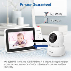 VTech VM924-2 Pan & Tilt Video Baby Monitor with 2 Cameras, 5" LCD Screen, Up to 17 Hrs Video Battery Life(2600 mAh), 1.33x Zoom, Night Vision, Best-in-Class 1000ft Range, Soothing Sounds, 2-Way Talk