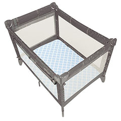 Ben & Noa Pack N Play Playard Sheet, Soft 100% breathable cotton flannel, Made in Canada, Blue Lattice