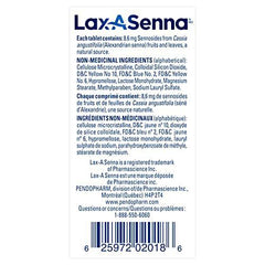 Lax-A-Senna. Naturally sourced Laxative. 110 x 6.8 mg Sennosides Tablets. Sometimes the best start to your day is a regular one.