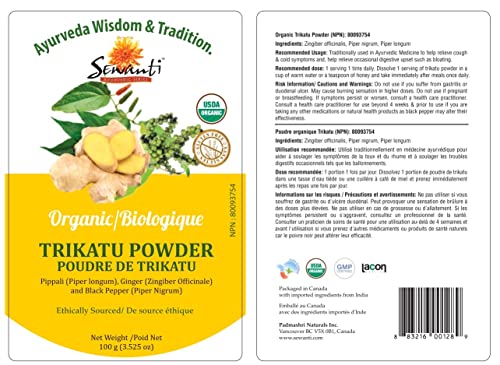 Sewanti Organic Trikatu Powder, NPN 80093754,100g