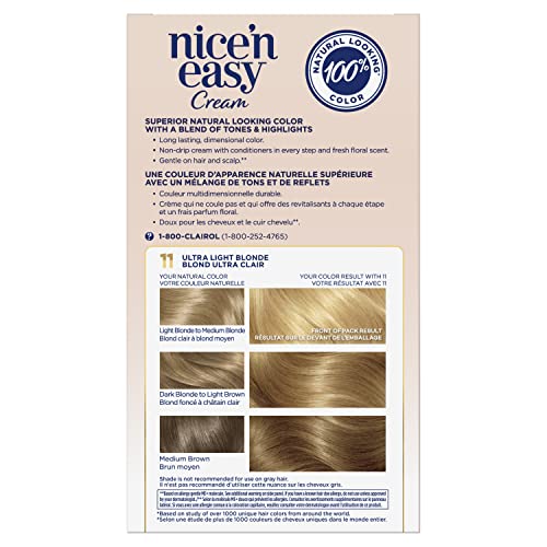 Clairol Nice'n Easy Permanent Hair Dye, 11 Ultra Light Blonde Hair Color, 1 Count