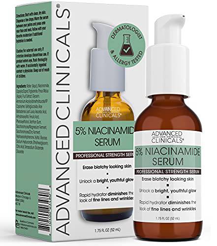 Advanced Clinicals Niacinamide Serum - 5% Niacinamide Serum for Face with Hyaluronic Acid Serum, Ferulic Acid, Aloe Vera, Fruit Extracts - Dark Spot & Age Spot Remover - Skin Serum for Face 1.75 Fl Oz