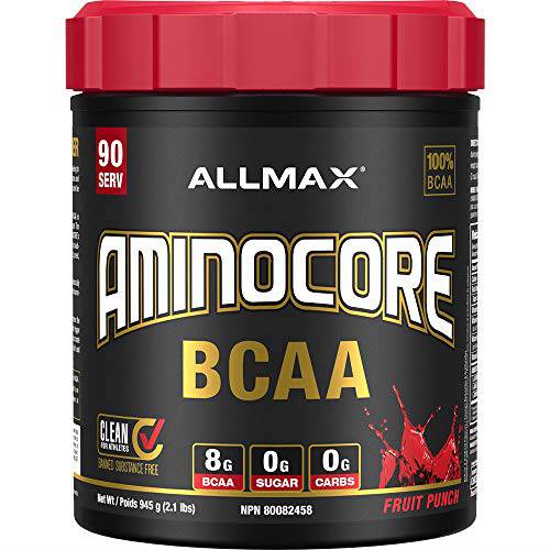 ALLMAX Nutrition - Aminocore BCAA - 8g BCAAs - 100% Pure Branch Chained Amino Acids - Gluten Free - Fruit Punch - 945 Gram