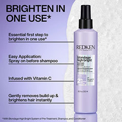 Redken Blondage High Bright Pre Treatment, Brightens and Lightens Color-Treated and Natural Blonde Hair Instantly, Infused with Vitamin C,250 ml.