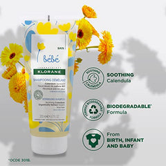 Klorane - Baby Detangling Shampoo with Soothing Calendula - Infant & Baby from birth - Delicate Hair, biodegradable - 200ml