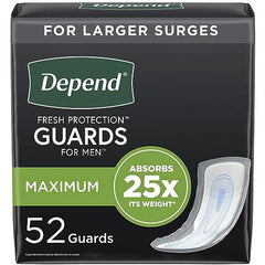 Depend Adult Incontinence Guards for Men, Maximum Absorbency Disposable Pads, 52 Count