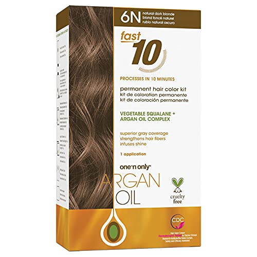 One n Only Argan Oil Fast 10 Permanent Hair Color Kit - 6N Natural Dark Blonde Hair Color Unisex 1 Pc