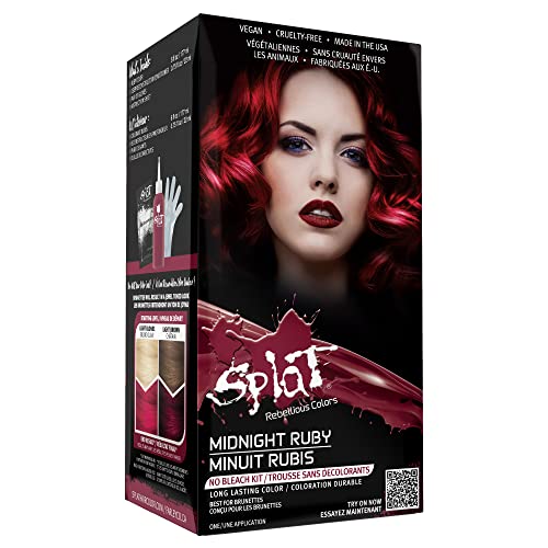 SPLAT Midnight Ruby Hair Dye – Dark Red Semi Permanent Hair Coloring Kit