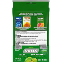 HALLS Mentho-Lyptus No Sugar Added Kiwi Apple 25 Count Bag, Pack of 12