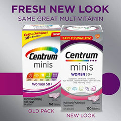 Centrum Women 50 Plus Multivitamins/Minerals Supplement for Women 50+, 160 Mini Tablets