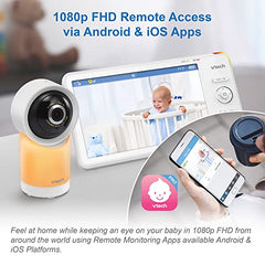 VTech 1080p Smart WiFi Remote Access 360 Degree Pan & Tilt Video Baby Monitor with 7” High Definition 720p Display, Night Light, RM7766HD