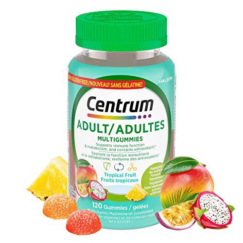 Centrum Adult MultiGummies Tropical Fruit Multivitamin and Multimineral Supplement, Pineapple-Mango, Dragonfruit, and Passionfruit Flavours, 120 count