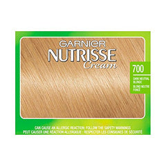 Garnier Nutrisse Cream, Permanent Hair Colour, 700 Dark Neutral Blonde, 100% Grey Coverage, Nourished Hair Enriched With Avocado Oil, 1 Application