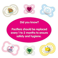 MAM Original Pacifier for Babies 16+ Months (Pack of 2 Pacifiers, 1 Sterilizing Case), MAM Soother with a Soft Silicone Nipple, Girl Baby Essentials, 16+ Months