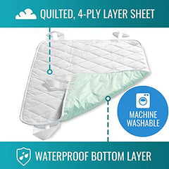 DMI Waterproof Furniture and Bed Protector Pad, 4-Ply Quilted with Straps, Reuseable, 28 x 36, Green