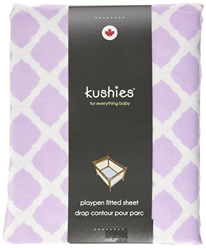 Kushies Pack N Play Playard Sheet, Soft 100% breathable cotton flannel, Made in Canada, Lilac Lattice