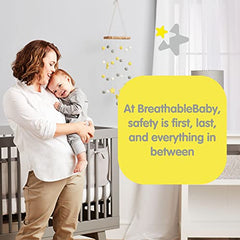 BreathableBaby, Breathable Mesh Liner For Cribs with 52"x28" (132x71cm) Mattress, Gray, Classic 3mm Mesh, Covers 3 or 4 Sides, Safety Tested & Trusted (Not for Mini Cribs)