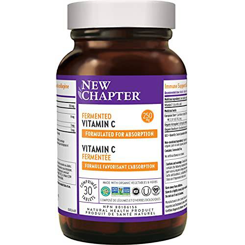 New Chapter Vitamin C + Elderberry With Fermented Vitamin C/Whole-Food Herbs + Collagen Protection, 30 Count (Pack of 1)