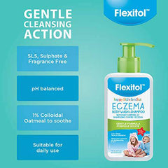 Flexitol Happy Little Bodies Eczema Relief Body Wash & Shampoo | Natural Ingredients | Colloidal Oatmeal - Relieves Skin irritation Itchiness | 175ml