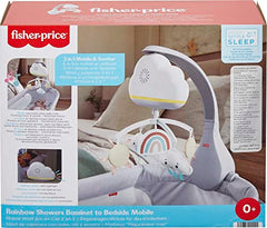 Fisher-Price Rainbow Showers Bassinet to Bedside Mobile, tabletop soother and nursery sound machine for newborn baby to toddler, Multicolor, HBP40