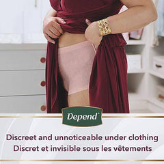 Depend Silhouette Adult Incontinence Underwear for Women, Maximum Absorbency, Large, Pink, 20 Count