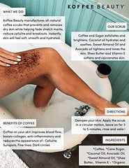 Koffee Beauty Coconut Coffee Scrub - Exfoliating Body And Face Scrub - Polish And Smooth Skin with Ease - Invigorate Senses with Coconut Fragrance Formula - Natural Treatment for Cellulite - 115 g