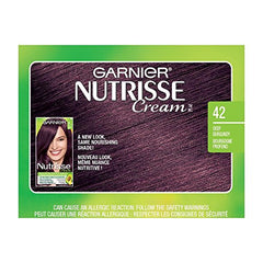 Garnier Nutrisse Cream, Permanent Hair Colour, 42 Deep Burgundy, 100% Grey Coverage, Nourished Hair Enriched With Avocado Oil, 1 Application