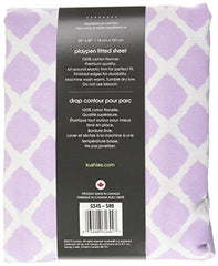 Kushies Pack N Play Playard Sheet, Soft 100% breathable cotton flannel, Made in Canada, Lilac Lattice