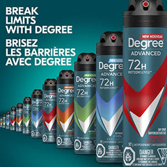 Degree Men Advanced Dry Spray Antiperspirant Deodorant for 72H Sweat & Odour Protection Nonstop with MotionSense® Technology 107g