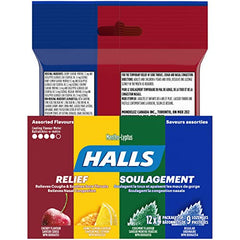 Halls Mentho-Lyptus Assorted Flavours 4 Count Bag, 12 Packs