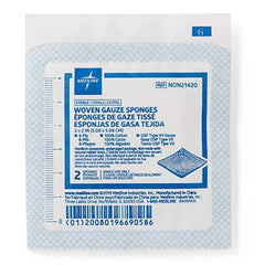 Medline NON21420H Gauze, Sponge, 2" x 2", 8Ply, Sterile, Lf, 2S (Pack of 100)