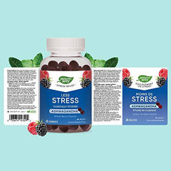 Nature's Way Less Stress Gummies – Clinically Studied Ashwagandha Supplement for Adults – Help to Reduce the Symptoms of Stress – Natural Mixed Berry Flavour, 60 Gummies