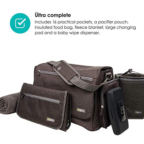 bblüv - Ültra - Diaper Bag, Large Capacity baby bag, Includes a Built-in Wetbag, Food Bag, Fleece Blanket, Wipe Dispenser and Large Changing Pad. Perfect for Mom and Dad