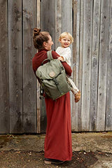 Lässig Baby Changing Backpack with Changing Mat, Pram Attachment, Bottle Warmer, Water-Repellent, Sustainable, Outdoor Backpack, Olive