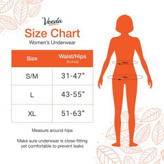 Veeda Natural Incontinence Underwear for Women, Maximum Absorbency, Small/medium size, 14 count